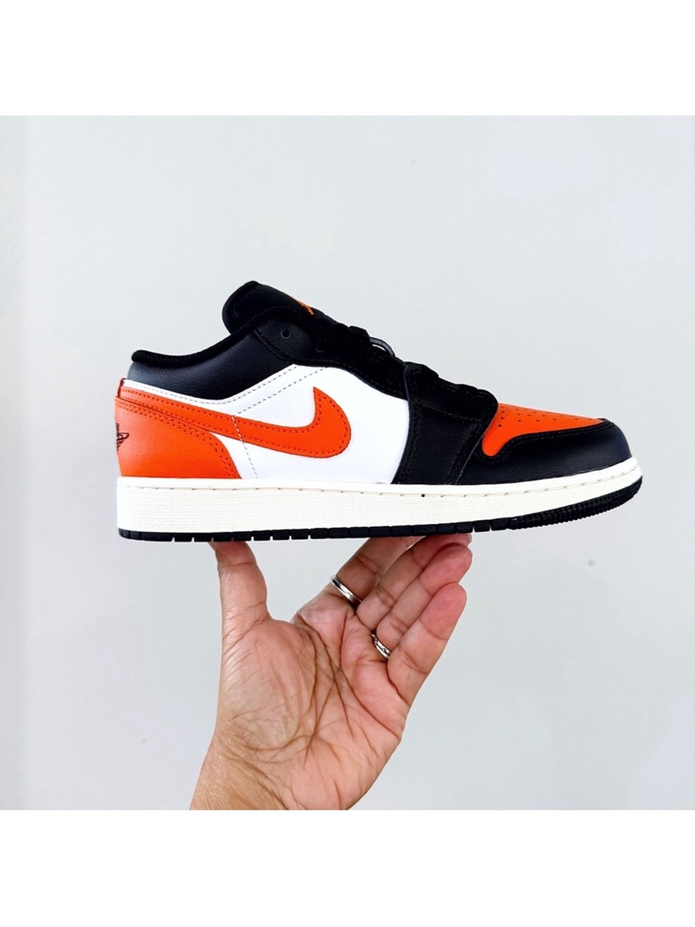 Nike Air Jordan 1 low Starfish Black Orange  White Sneakers 6Y/ 7.5 Women